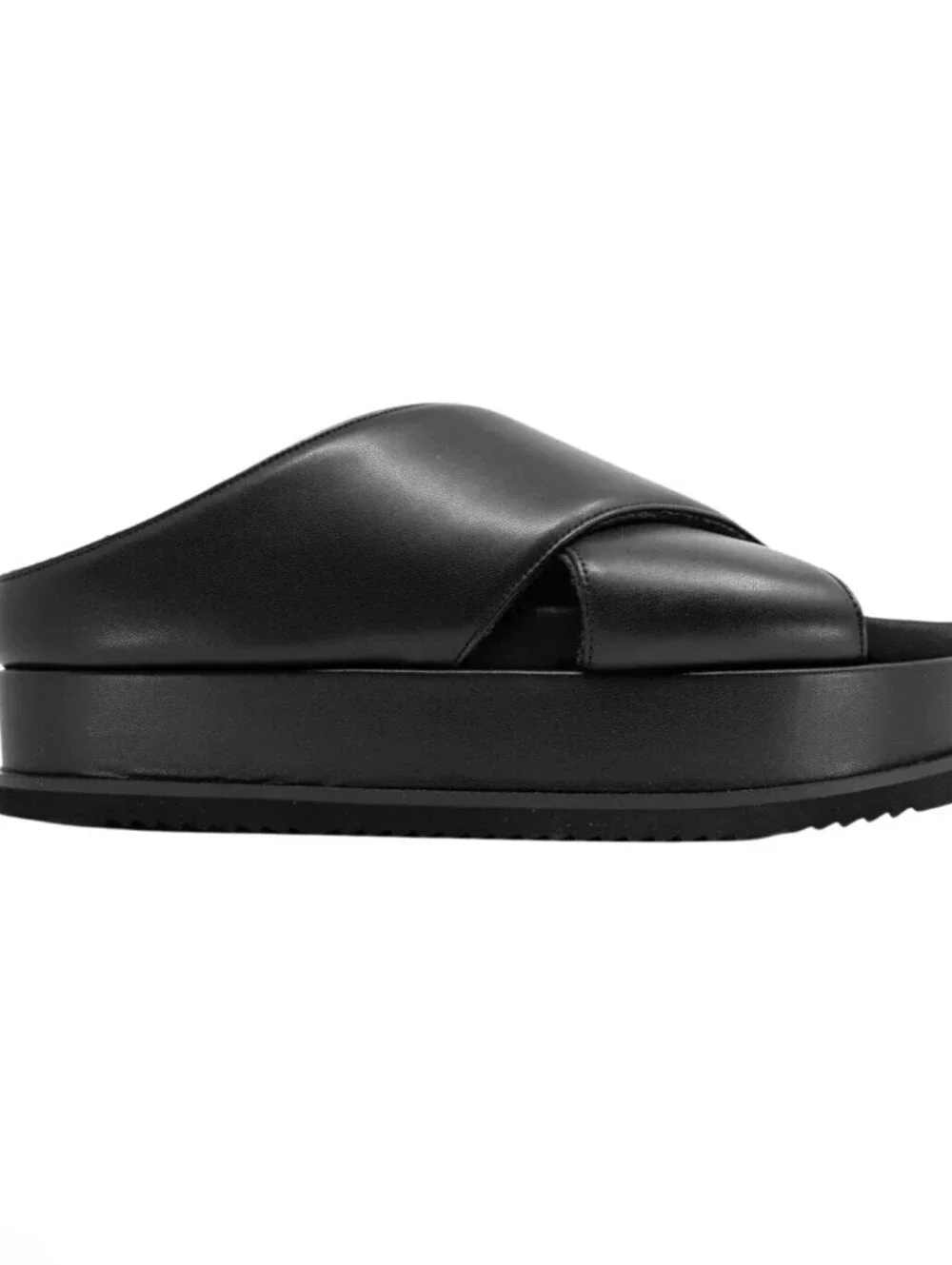 ROAM CROSS STACK PLATFORM SANDALS IN BLACK Size 6